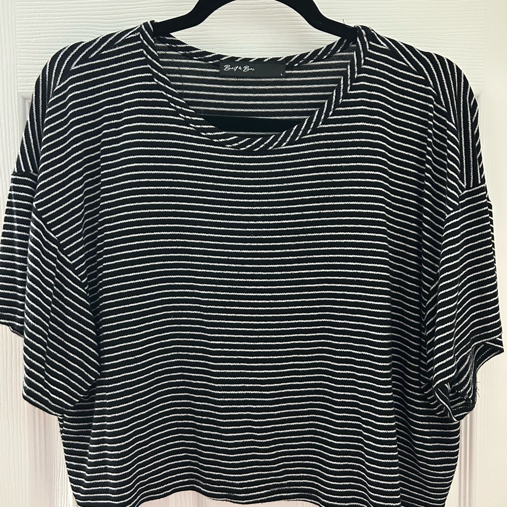 Black and White Striped Crop Top